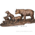 Garden Life Size Bronze Bear Family Statue